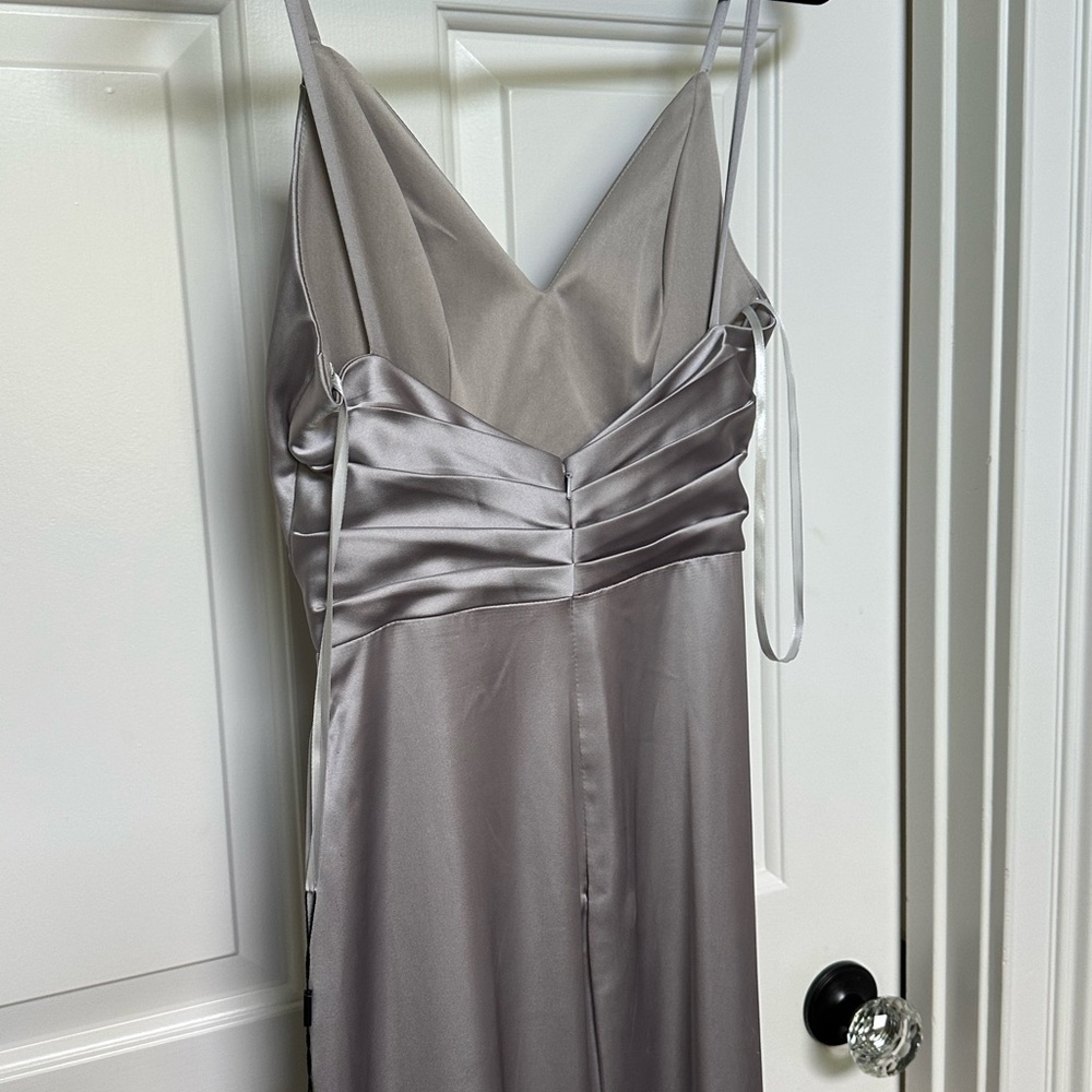 Mac Duggal Platinum strapped Gown for Weddings - Picture 9 of 11